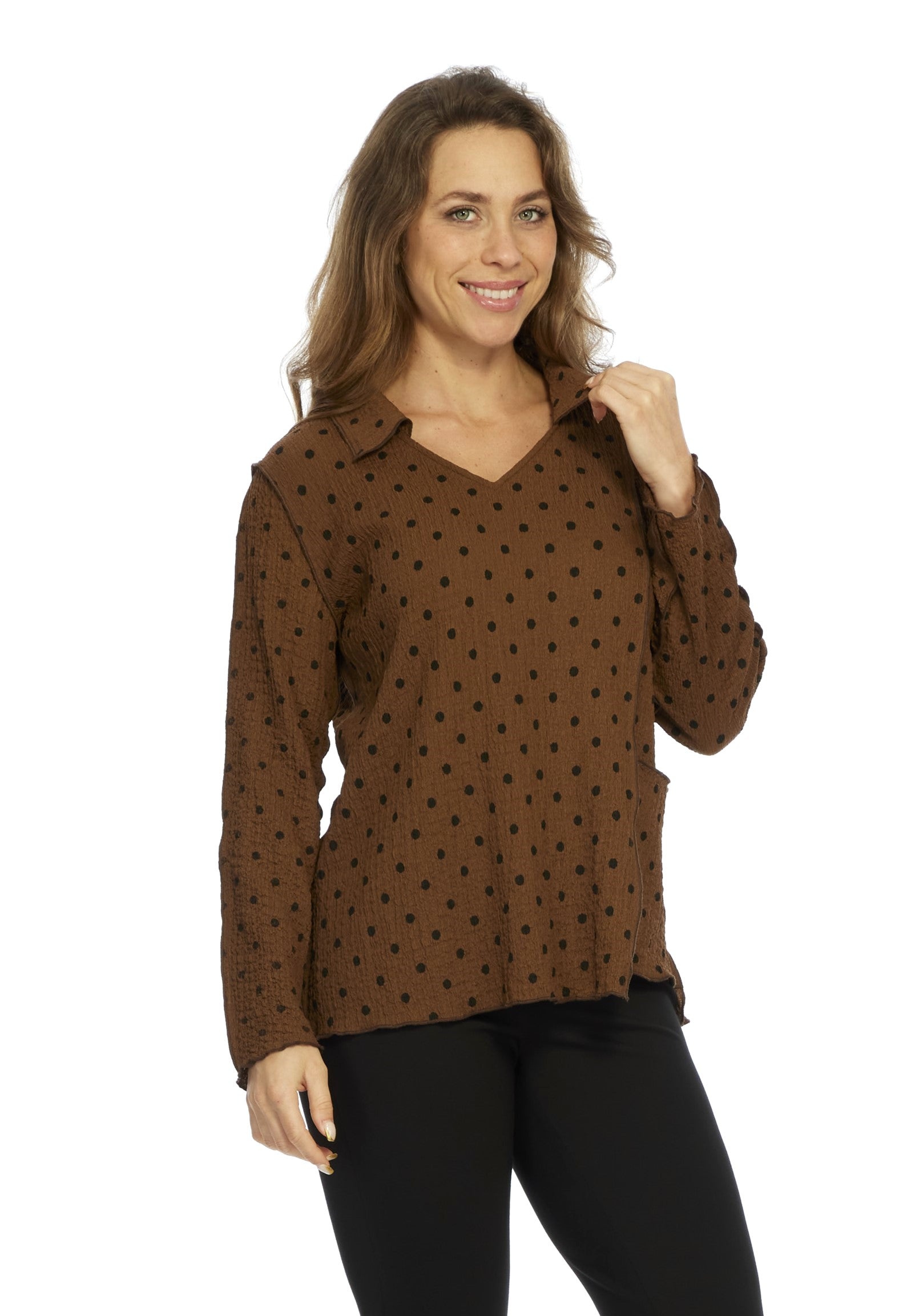 brown crinkle fabric top