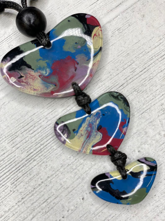Alisha D Heart Pendant Resin Handmade Necklace