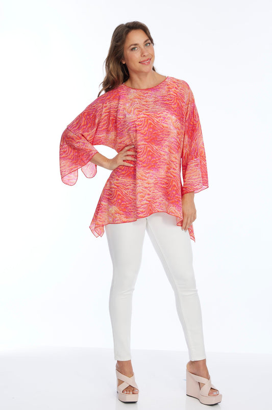 Lior One Size Fits All Pink Shadow Print Tunic Top Women's