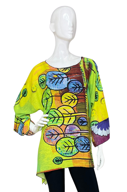 Lior One Size Fits All  Enchanted Garden Print Tunic Top Women's