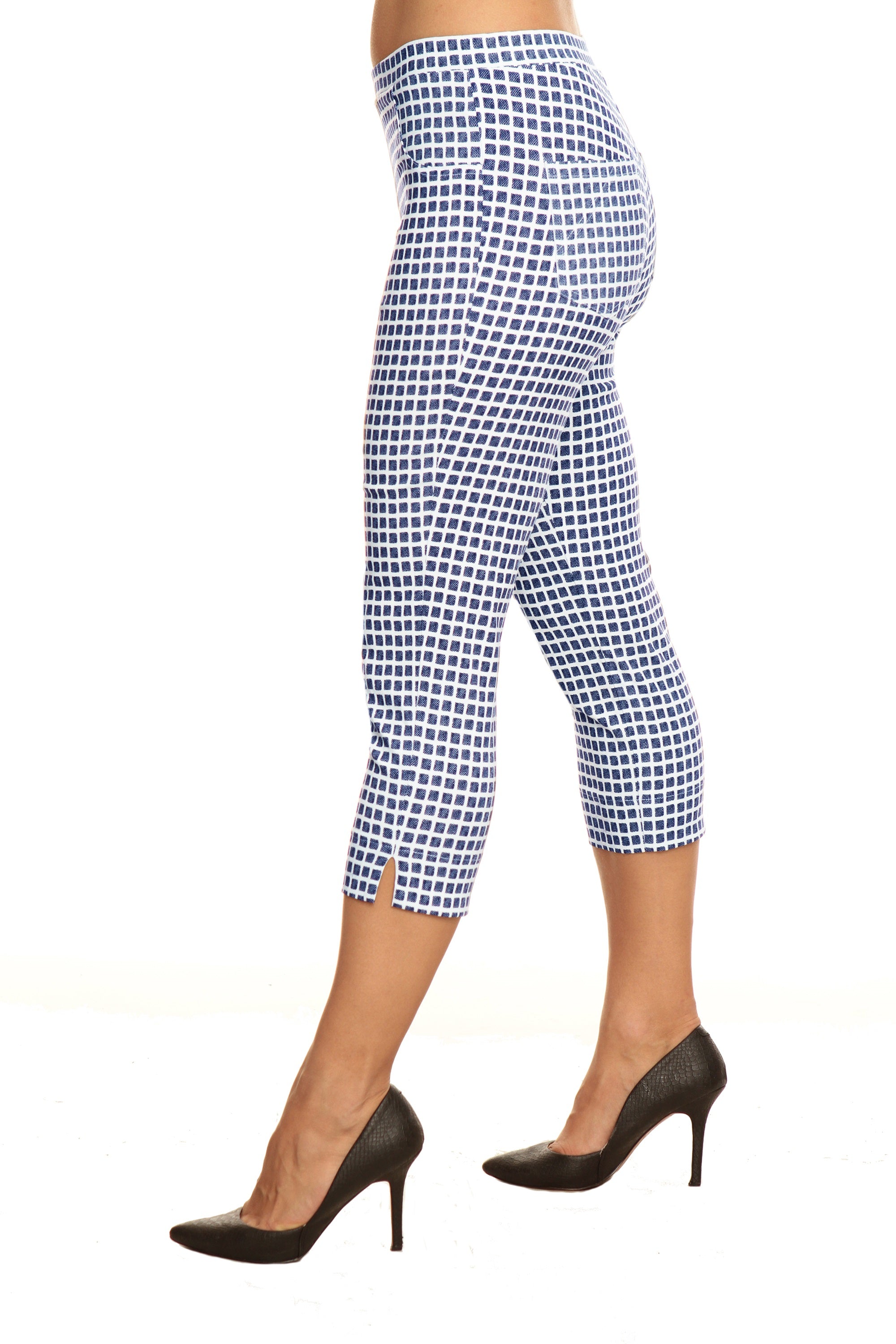 navy plaid capri pant